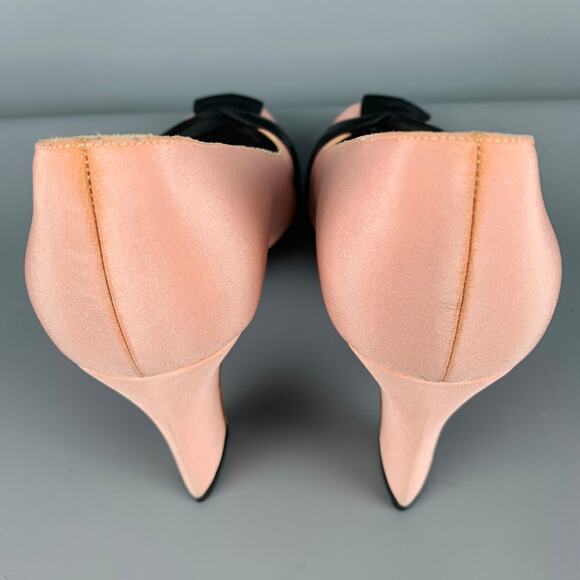 CHRISTIAN LOUBOUTIN Size 7.5 Pink Black Bow Pumps - Picture 10 of 11